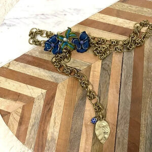 Vintage - Kenneth Jay Lane Rare Collectible Yellow Goldtone Floral Buckle Belt